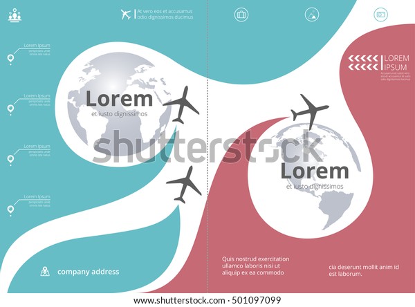 ベクター航空会社のパンフレットと飛行機のストリームジェット機 飛行機と世界地図を持つ現代のポスター 旅行会社や航空会社に使える 航空会社のバナー のベクター画像素材 ロイヤリティフリー