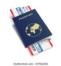 Vector airline passenger  boarding pass tickets with bar code.