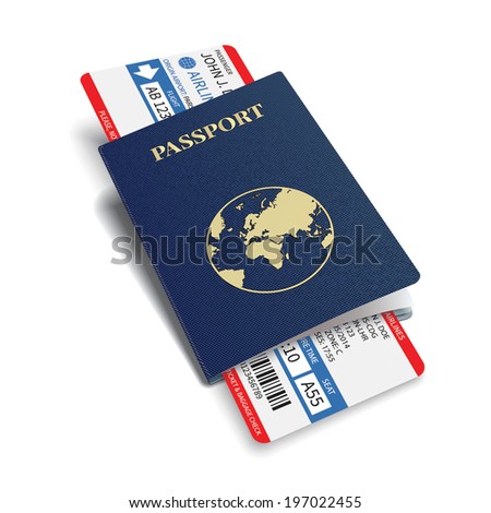 Vector airline passenger  boarding pass tickets with bar code.