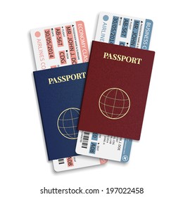 Vector airline passenger tickets with bar code 