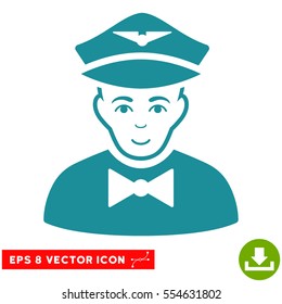 Vector Airline Steward EPS vector pictograph. Illustration style is flat iconic soft blue symbol on a transparent background.