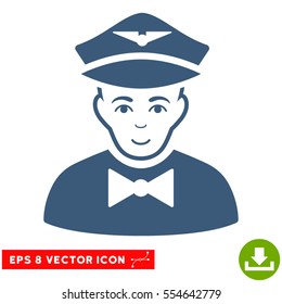 Vector Airline Steward EPS vector pictograph. Illustration style is flat iconic blue symbol on a transparent background.