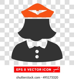 Vector Airline Stewardess EPS vector icon. Illustration style is flat iconic bicolor orange and gray symbol on a transparent background.