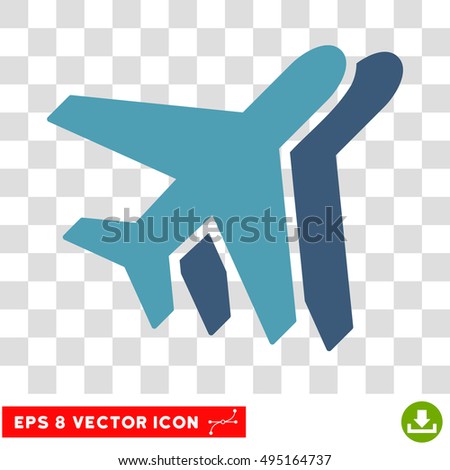 Vector Airlines EPS vector icon. Illustration style is flat iconic bicolor cyan and blue symbol on a transparent background.