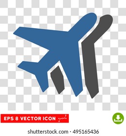 Vector Airlines EPS vector pictogram. Illustration style is flat iconic bicolor cobalt and gray symbol on a transparent background.