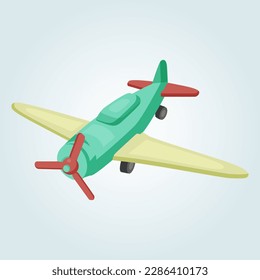 Vector airplane cartoon. Illustration of a cute toy aeroplane. 