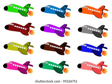Vector - airplane collection.The colorful airplane.