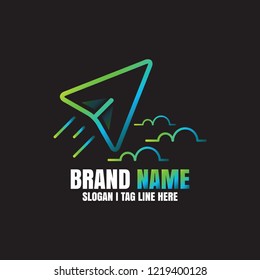 Vector Airplane, Colorful Shape. Abstract Emblem, Design Concept, Logo, Logotype Element For Template. Vector Illustration Eps.10