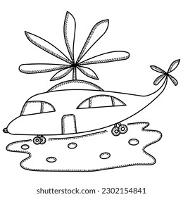 Vector airplane coloring book for kids or adults. Airplane line vector