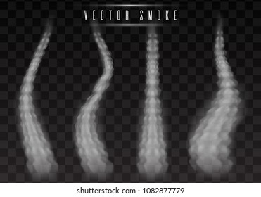 Vector airplane condensation trail. Smoke isolated on transparent background