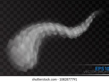 Vector airplane condensation trail. Smoke isolated on transparent background