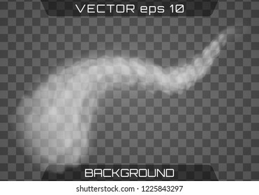 Vector airplane condensation trail. Smoke isolated on transparent background