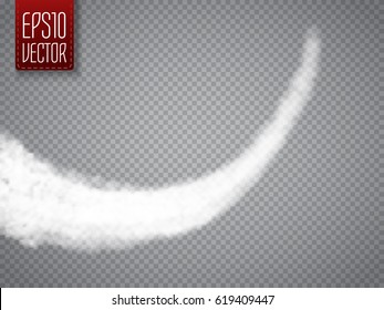 Vector airplane condensation trail. Smoke isolated on transparent background