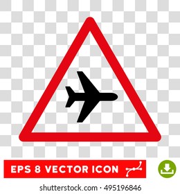 Vector Airplane Danger EPS vector icon. Illustration style is flat iconic bicolor intensive red and black symbol on a transparent background.