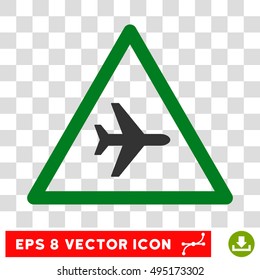 Vector Airplane Danger EPS vector pictogram. Illustration style is flat iconic bicolor green and gray symbol on a transparent background.