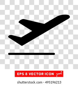 Vector Airplane Departure EPS vector icon. Illustration style is flat iconic black symbol on a transparent background.