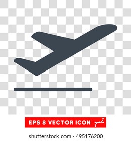 Vector Airplane Departure EPS vector pictogram. Illustration style is flat iconic smooth blue symbol on a transparent background.