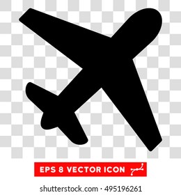 Vector Airplane EPS vector icon. Illustration style is flat iconic black symbol on a transparent background.