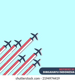 Vector airplane equipped with the flag of the Republic of Indonesia to commemorate the independence of the Republic of Indonesia. vector illustration. can be used for banners and backgrounds