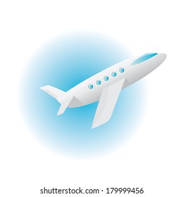 vector airplane icon. cartoon plane in blue sky