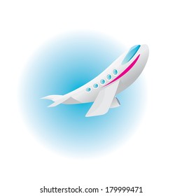 vector airplane icon. cartoon plane in blue sky