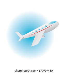 vector airplane icon. cartoon plane in blue sky