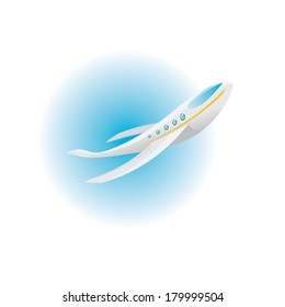 vector airplane icon. cartoon plane in blue sky