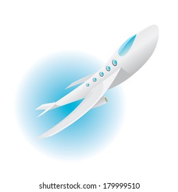 vector airplane icon. cartoon plane in blue sky