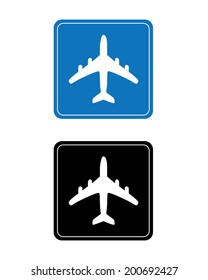 Vector Airplane Icon Set in Color and Black and White