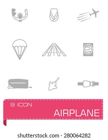 Vector Airplane icon set on grey background