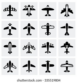 Vector Airplane icon set on grey background