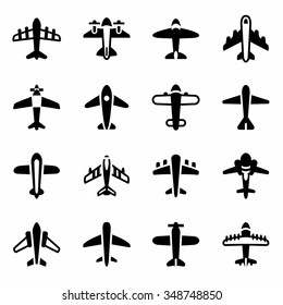 Vector Airplane icon set on white background