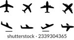 Vector Airplane Icon Set with Various Orientations