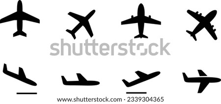 Vector Airplane Icon Set with Various Orientations