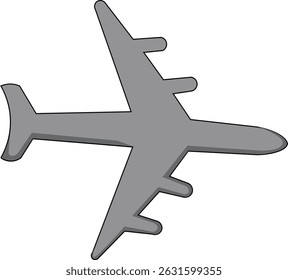 Vector airplane icon, a simple isolated symbol of flight, travel, and aviation transportation