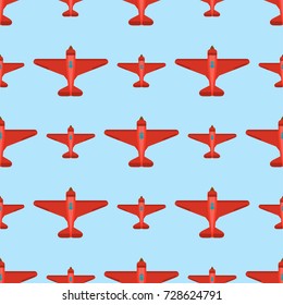 Vector airplane illustration top view seamless pattern aircraft transportation travel way design journey background.