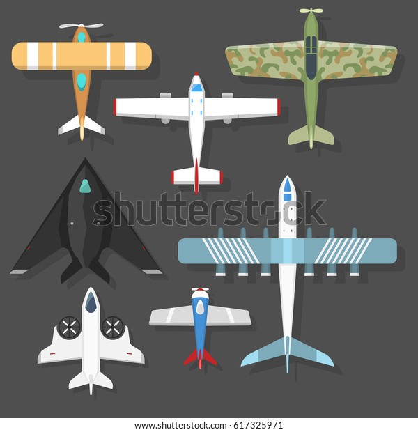 Vector Airplane Illustration Top View Aircraft Stock Vector (Royalty ...