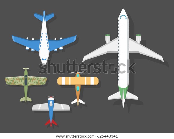 Vector Airplane Illustration Top View Aircraft Stock Vector (Royalty ...