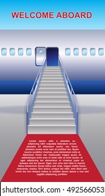 Vector Airplane Image With The Ladder And Open The Door