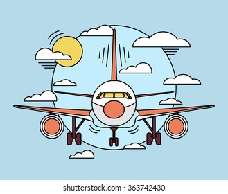 Vector airplane line illustration