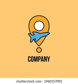 vector airplane map logo icon