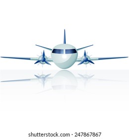 vector airplane on white background with shadow