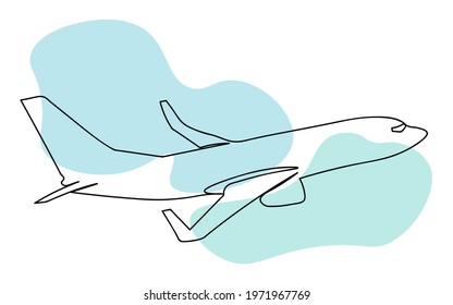 Vector airplane in one line abstract art