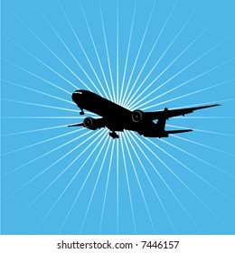 vector airplane over the sun