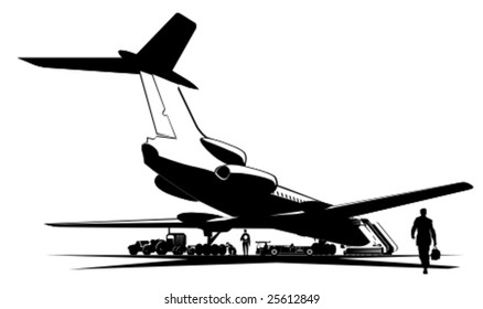 Vector airplane at runway. More vector aircrafts see in my portfolio.