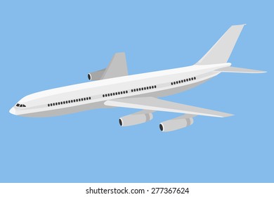 Vector airplane in the sky isolated on a blue background