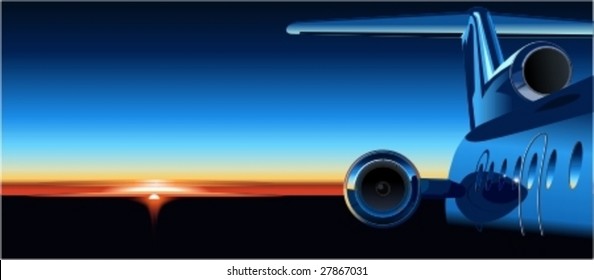 Vector airplane at sunrise. More vector airplanes see in my portfolio