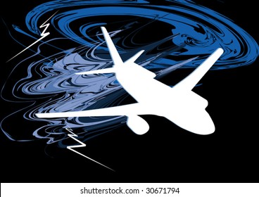 vector airplane in thunderstorm