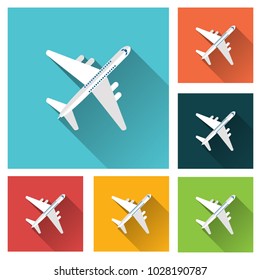 A vector airplane top view. Vector illustration.