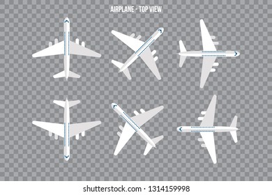 A vector airplane top view. Vector illustration.